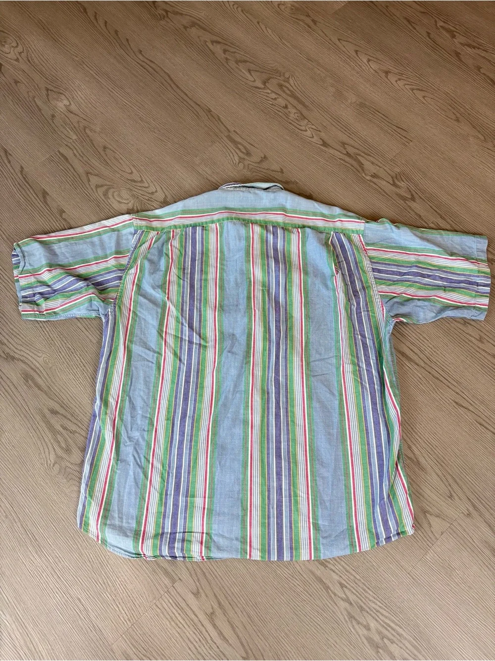 Vintage 90s Dockers Levi's Light Blue, Green & Purple Striped Button-Down Shirt